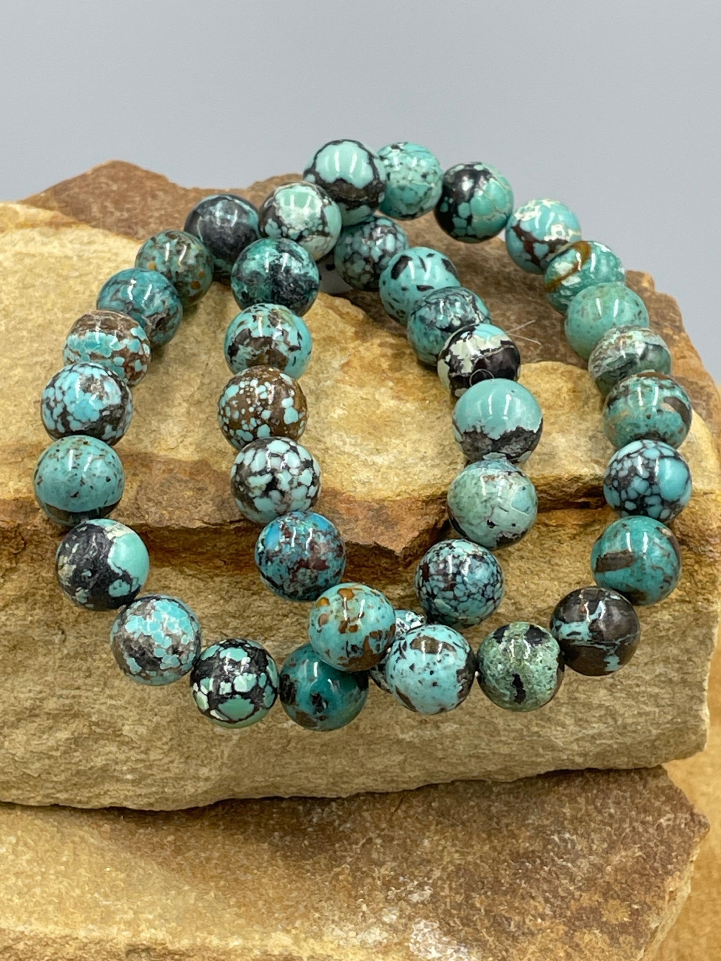 Hubei Turquoise 10mm Beaded Stretch Bracelet