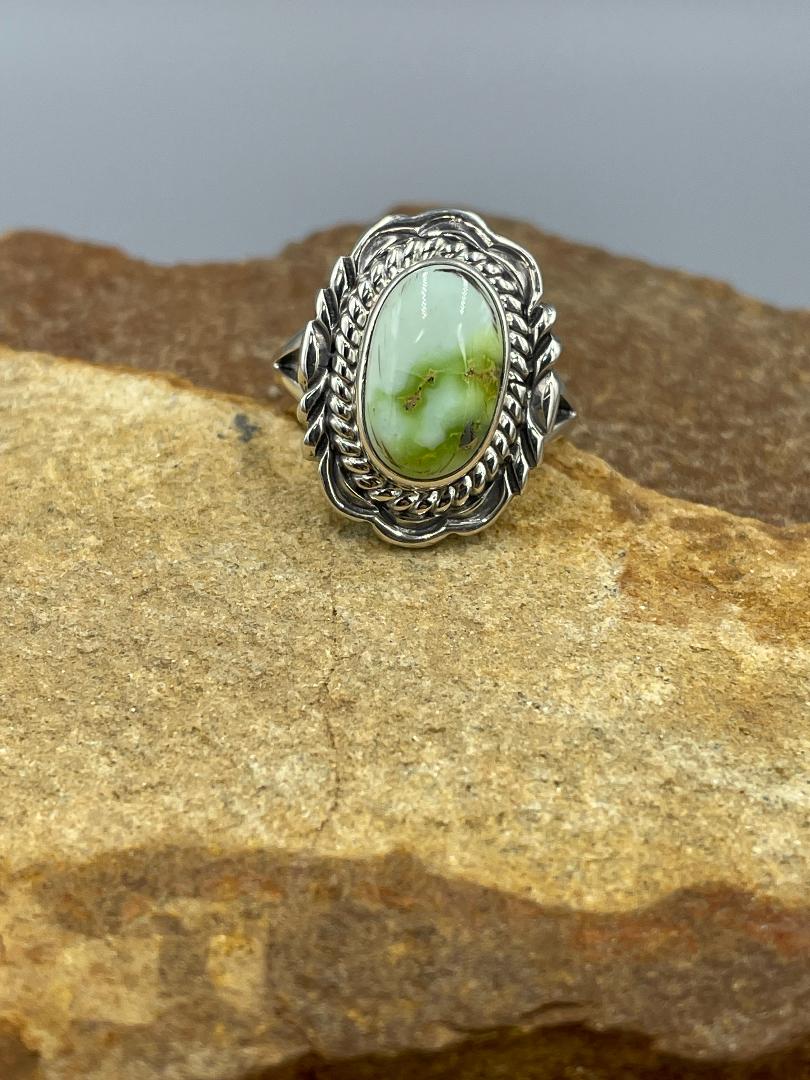 Palomino Variscite Stone Ring size 6.5 by Artist by Peterson Chee