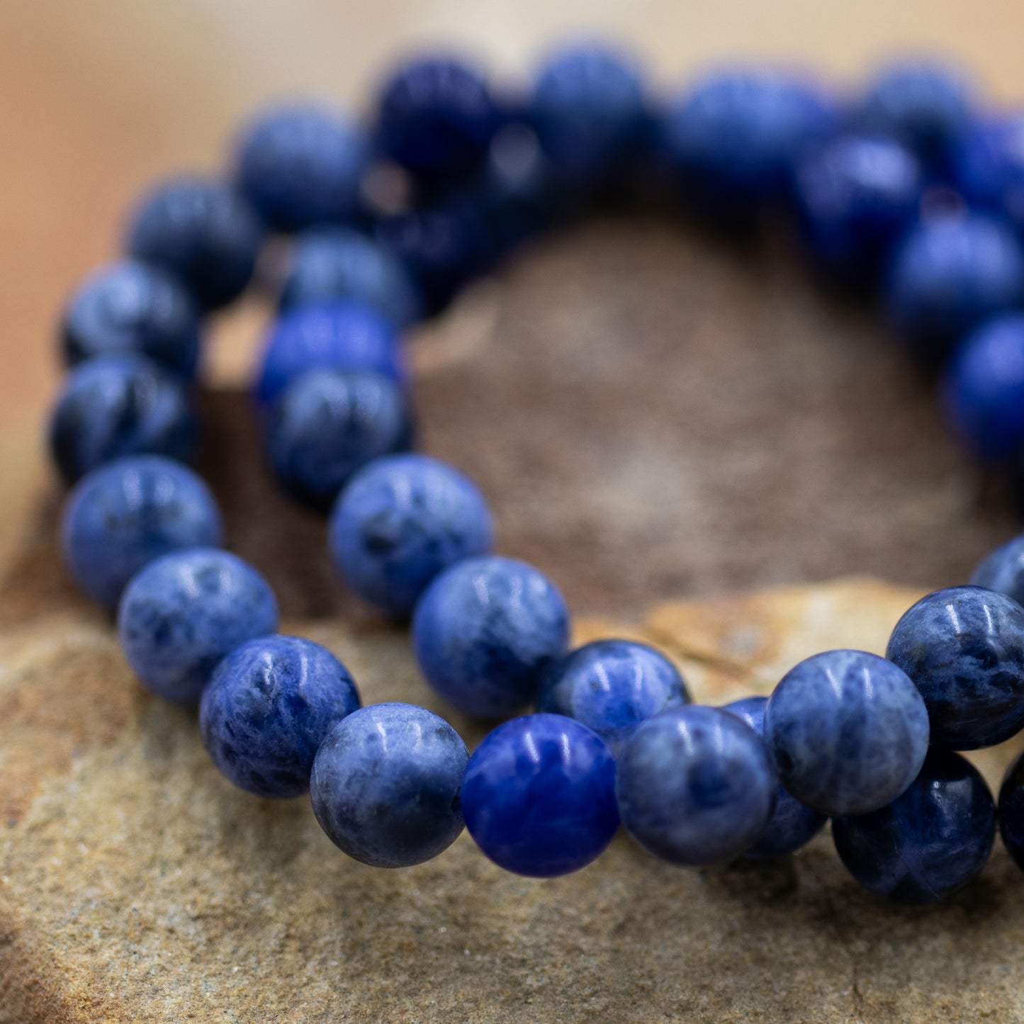 Sodalite Denim Blue Gemstone 8mm Beaded Stretch Bracelet