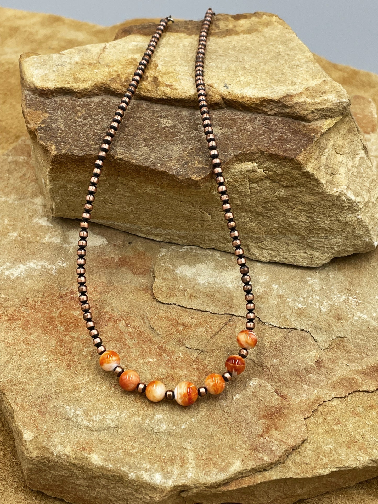 Copper & Orange Spiny Oyster 14" Necklace