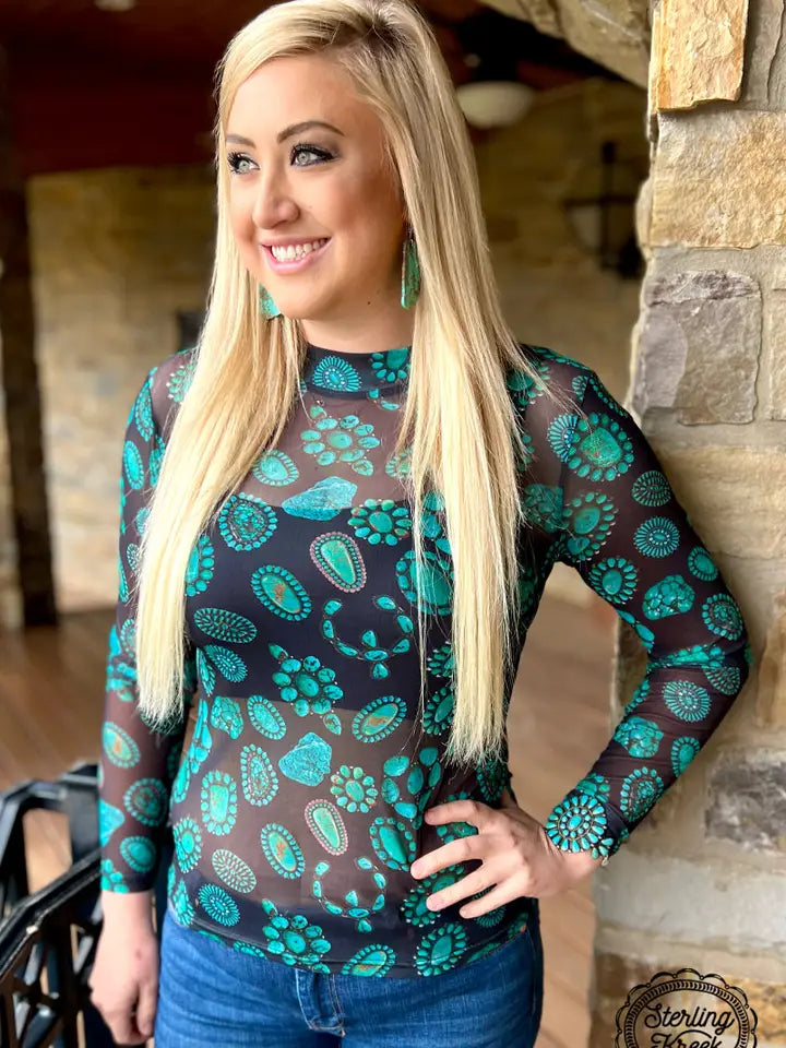 Forever In Turquoise Mesh Top