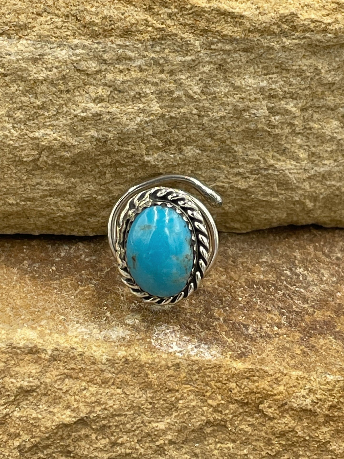 Kingman Blue Turquoise in Sterling Silver Hair Twist
