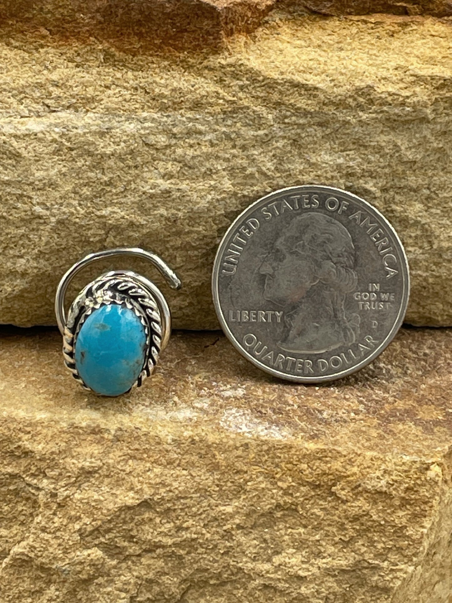 Kingman Blue Turquoise in Sterling Silver Hair Twist