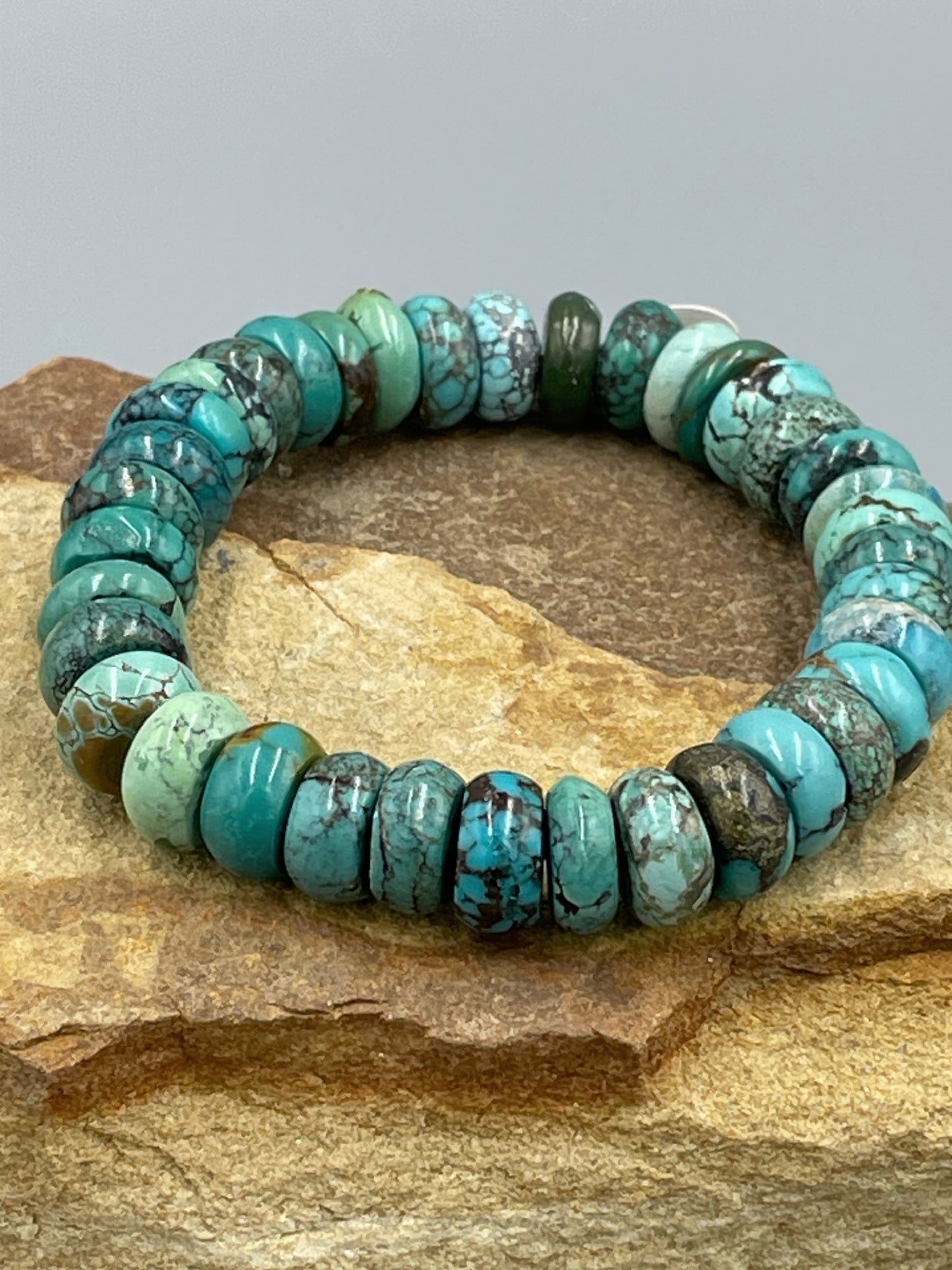 Hubei Turquoise 10mm Beaded Stretch Bracelet