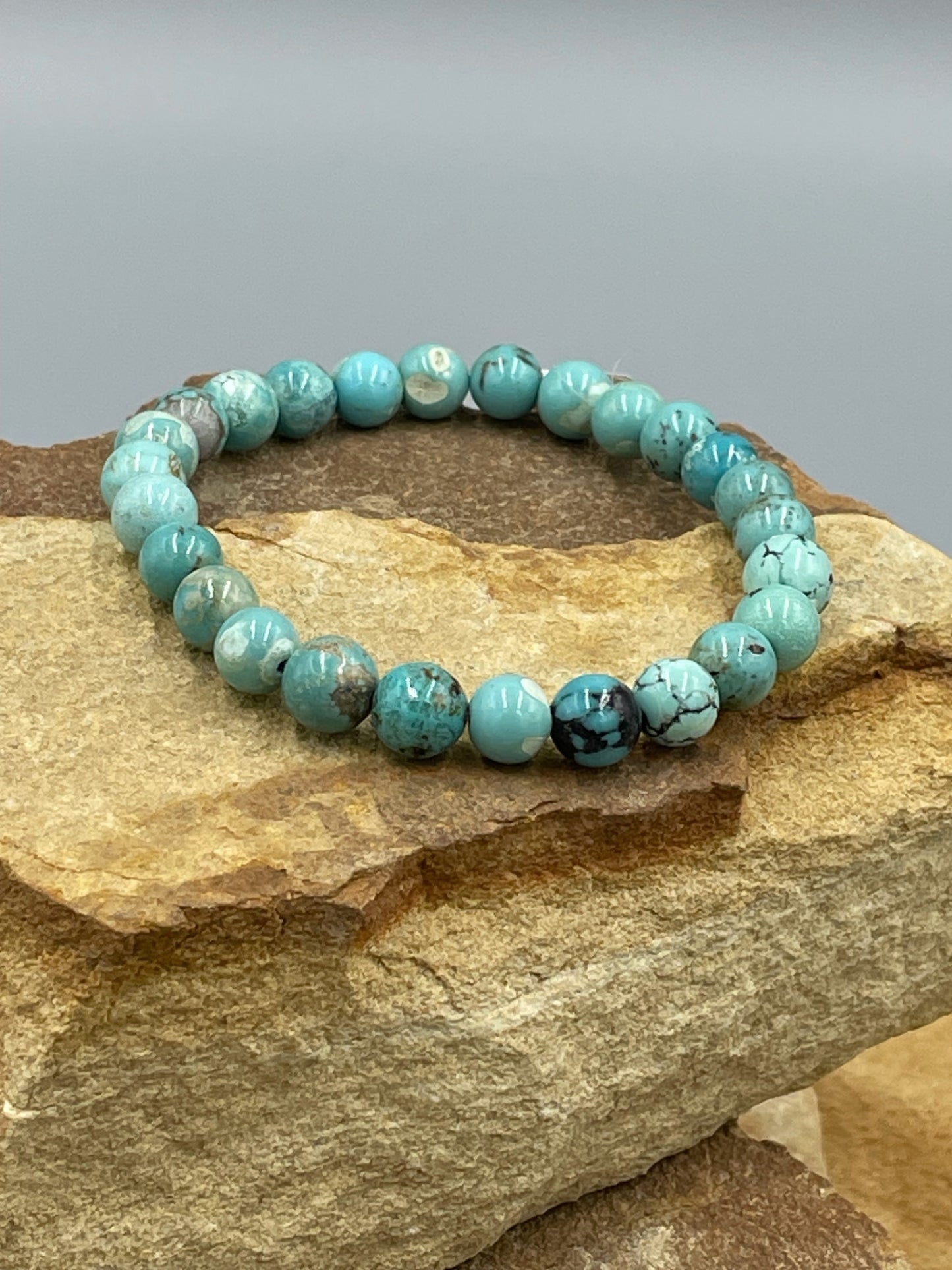 Turquoise 8mm Beaded Stretch Bracelet.