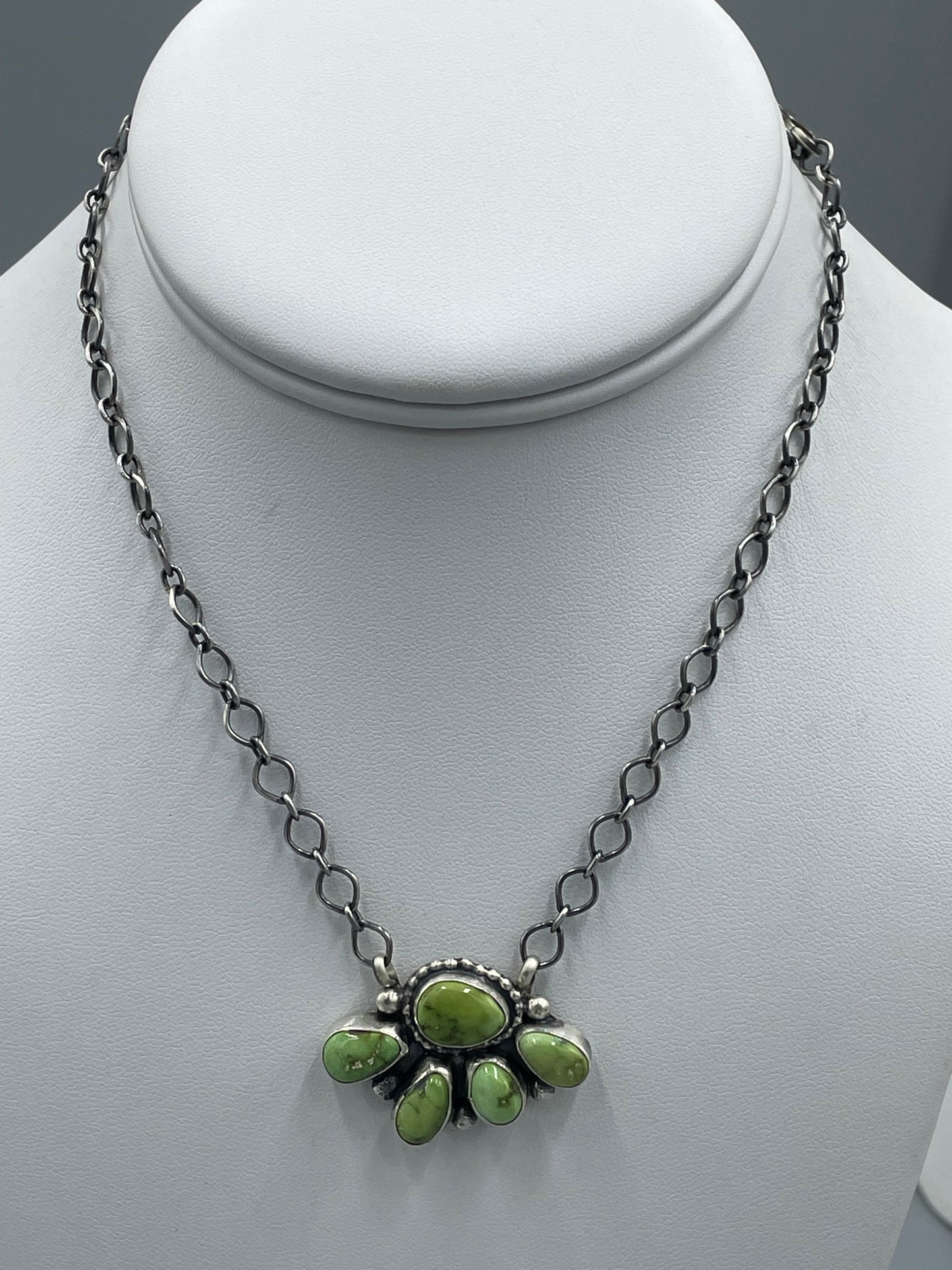 Sonoran Gold Cluster Necklace on Sterling Silver 18" Paperclip Chain by Travis J