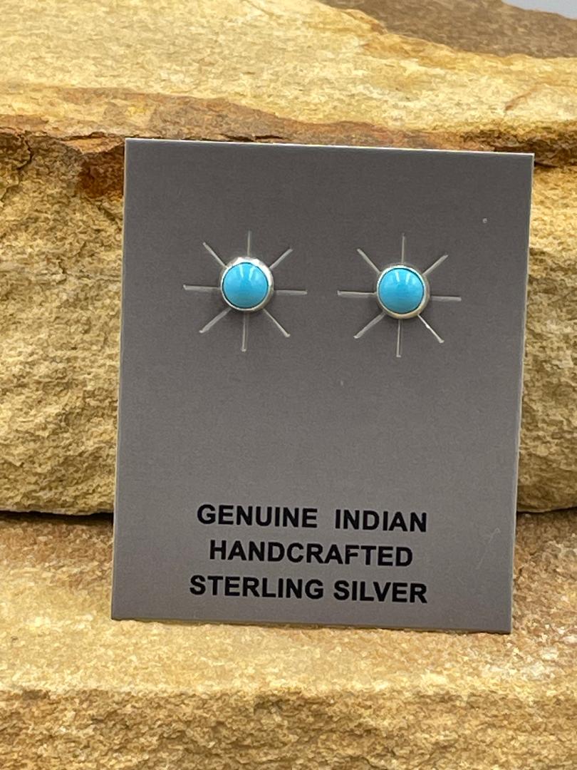Sterling Silver and Kingman Turquoise 5mm Stud Earrings