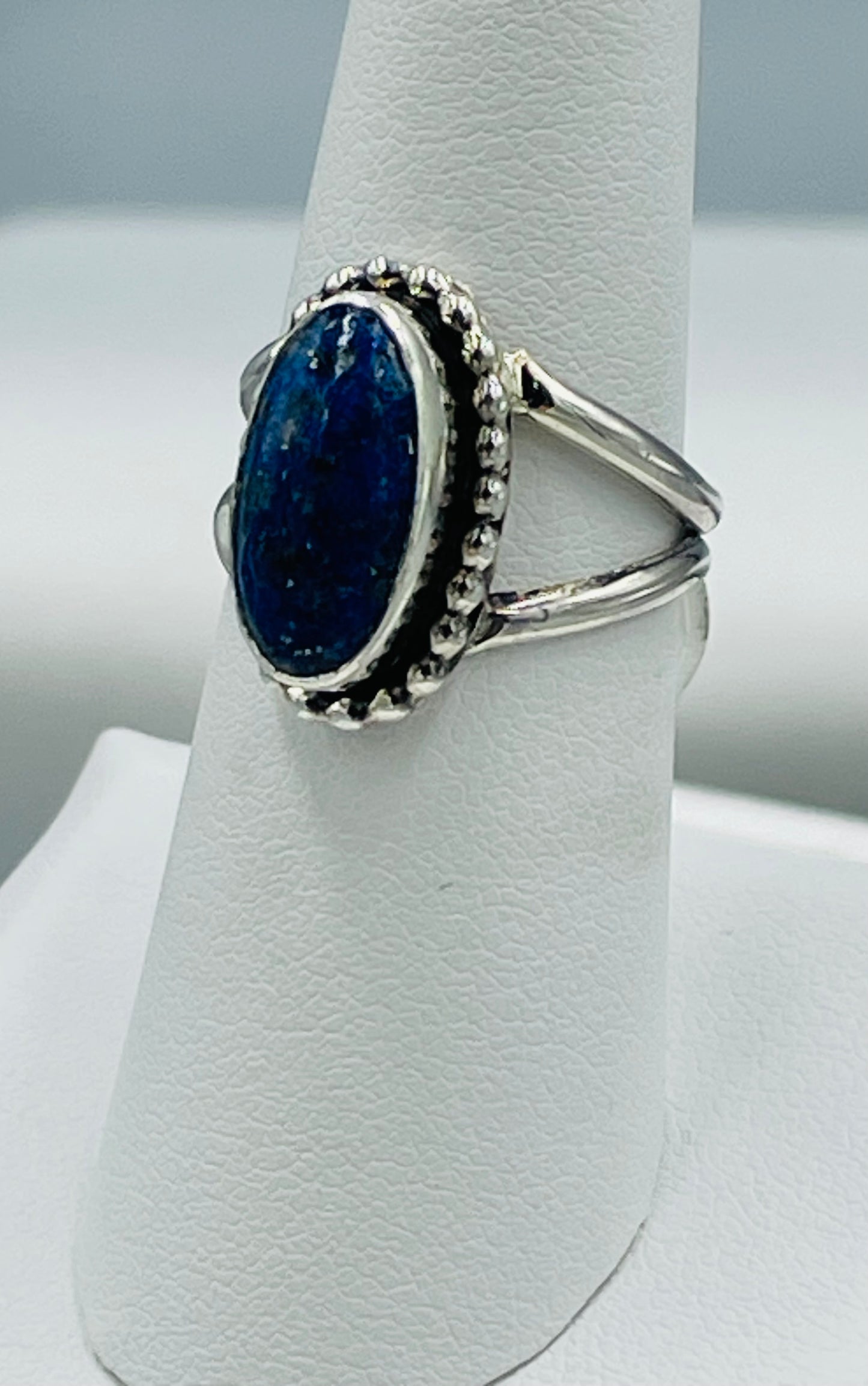 Lapis Sterling Silver Ring Size 7 Split Band