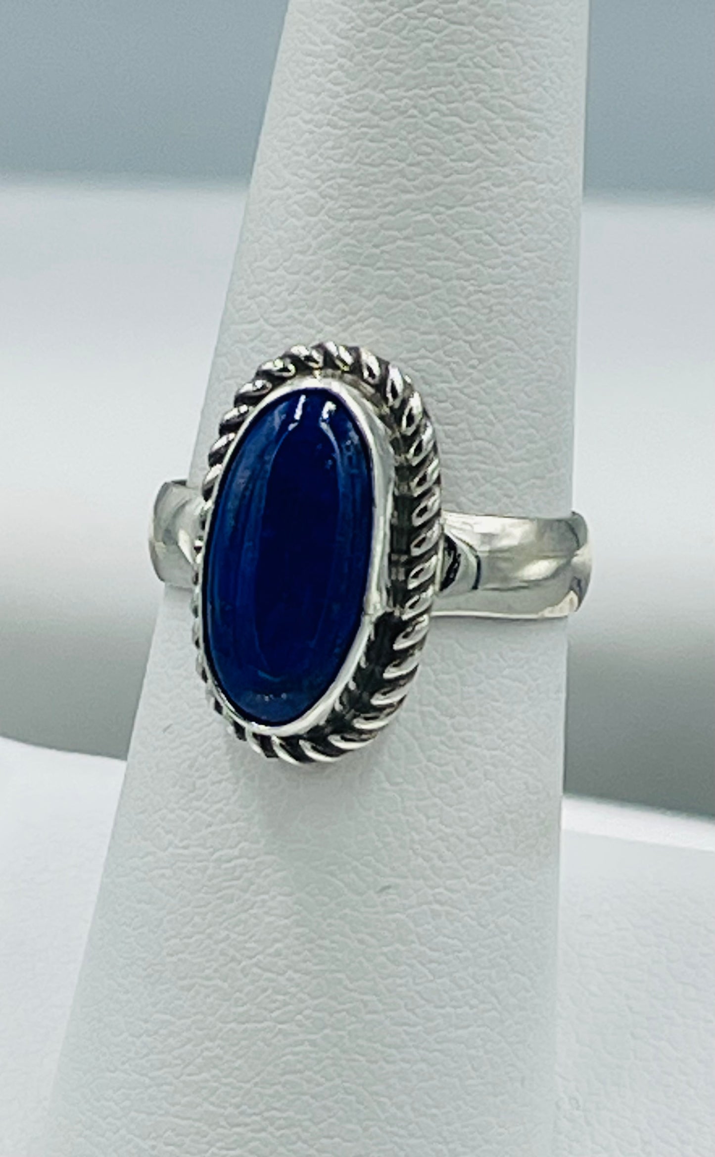 Lapis Sterling Silver Ring Size 6.5 Solid Band