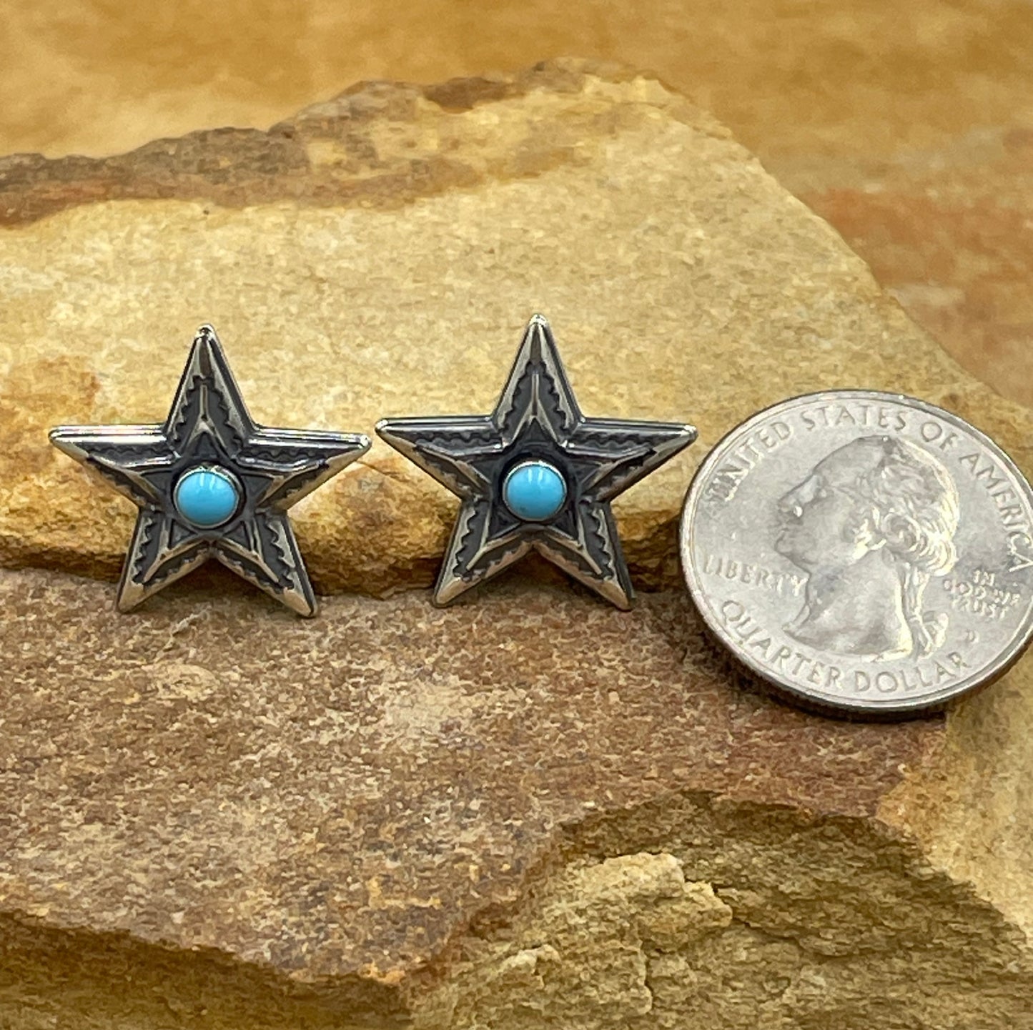 Kingman Turquoise Mini Sterling Silver Star Post Earrings