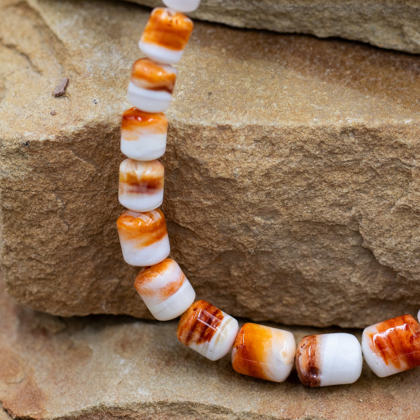Graduated Orange Spiny Oyster 18" Necklace