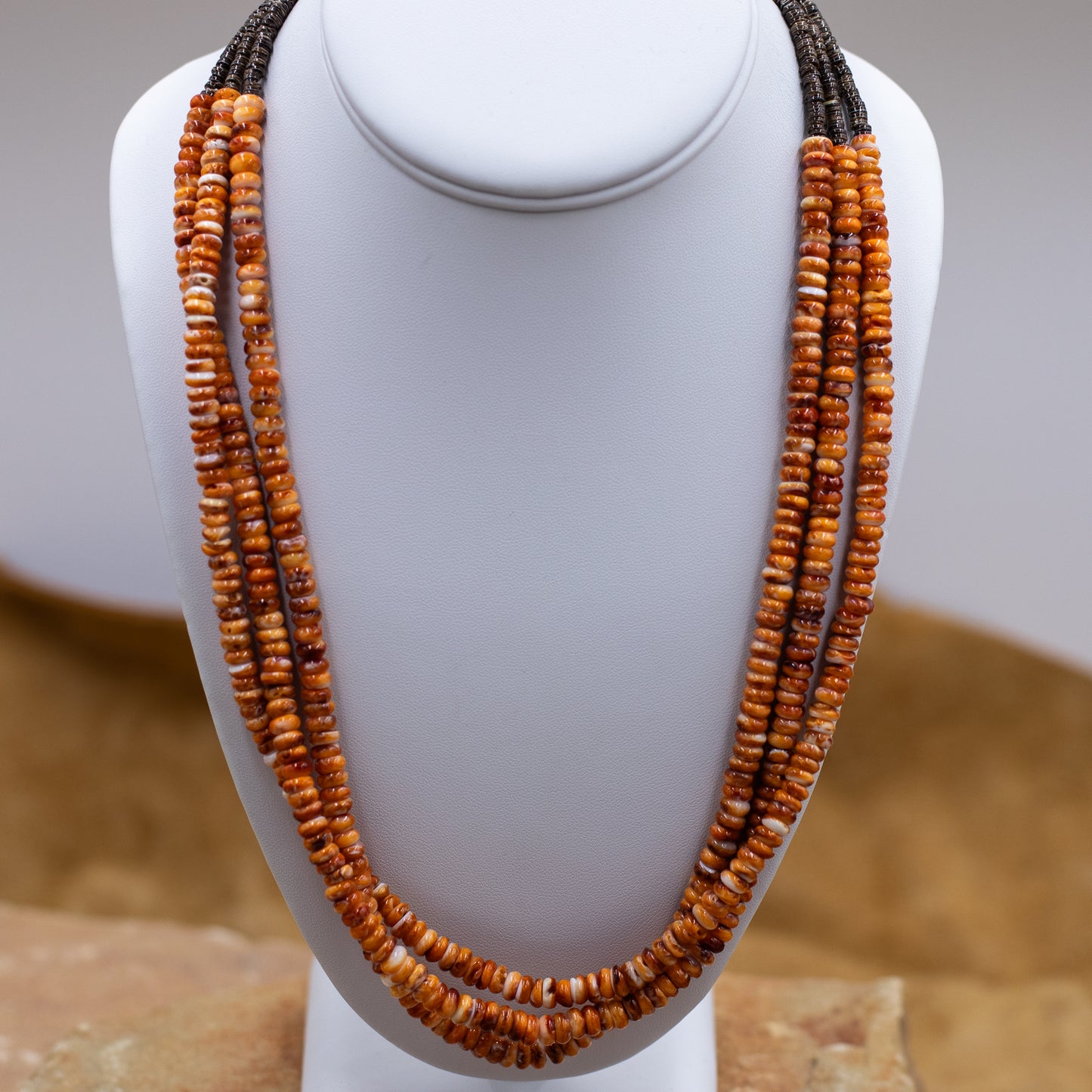 Orange Spiny 3 Strand 22" Necklace
