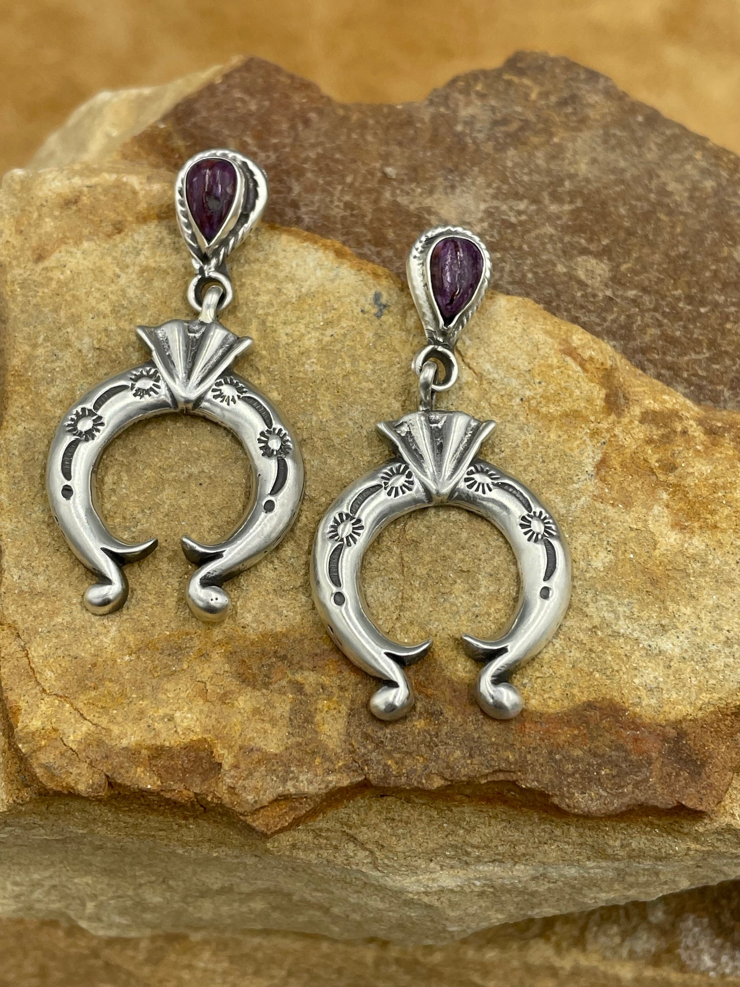 Sterling Silver and Purple Spiny Naja Earrings