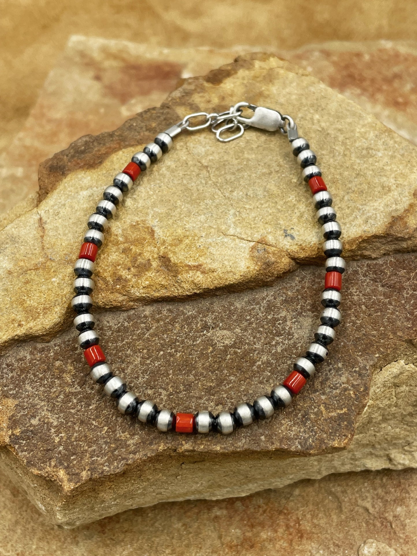 Natural Red Coral Sterling Silver Pearl Necklace Set
