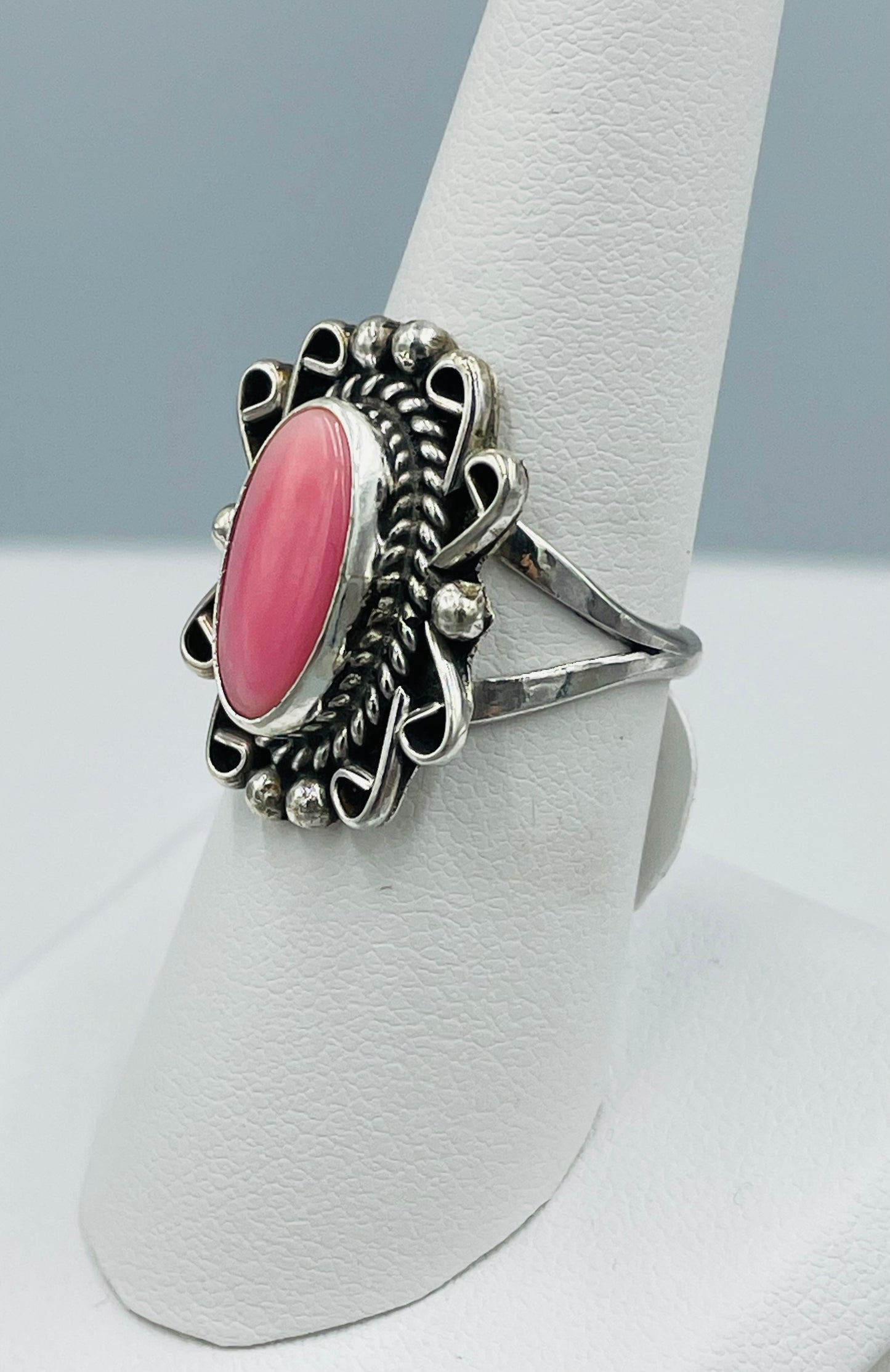 Pink Conch Sterling Silver Ring size 7.5 by artist Jimmie Patterson