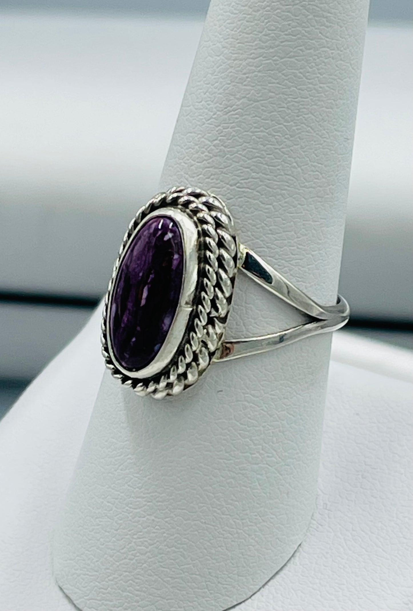 Purple Spiny Oyster Sterling Silver Size 8 by Jimmie Patterson