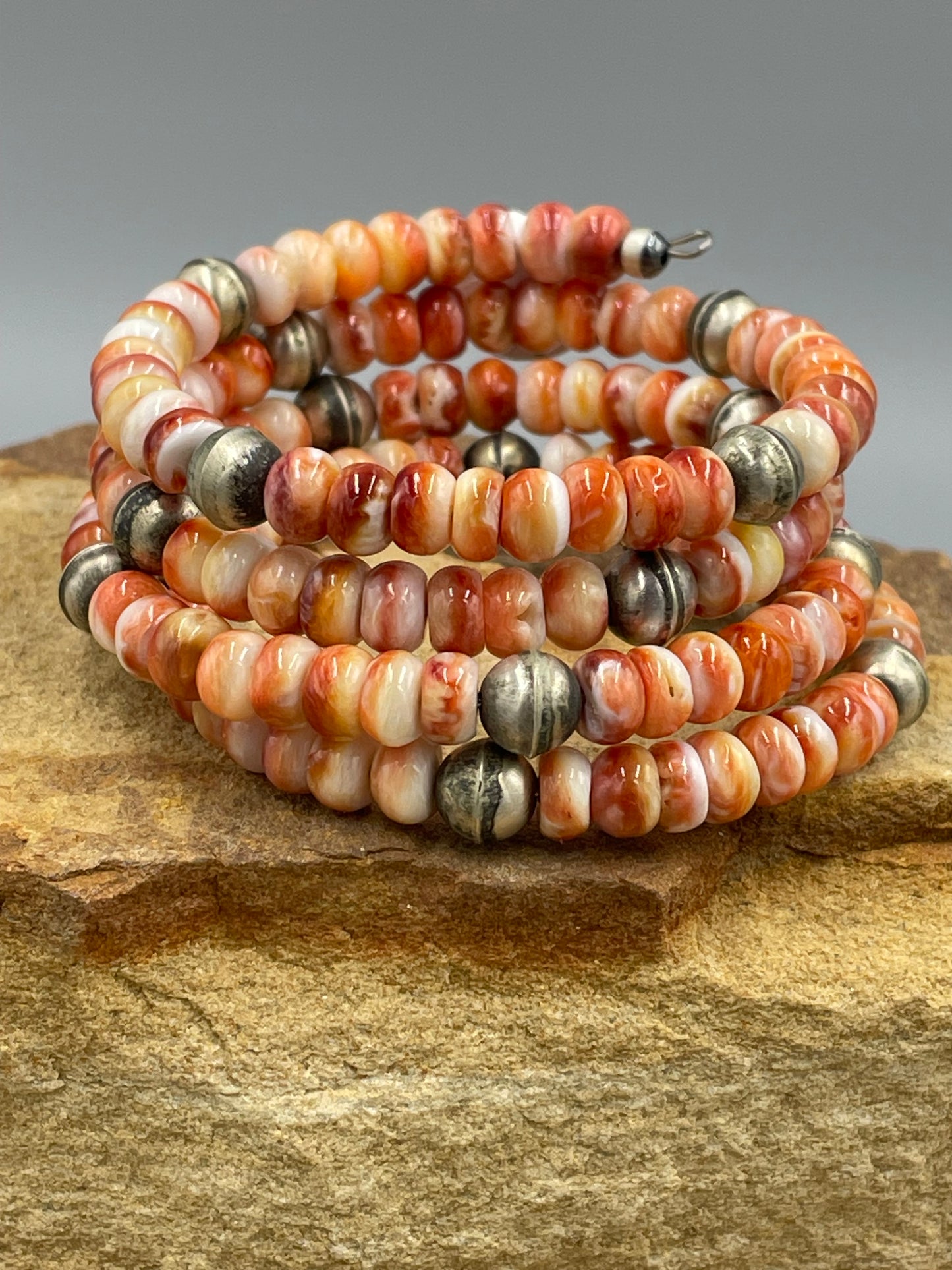 Sterling Silver 7mm Pearls with Natural Red Spiny Oyster 6mm beads