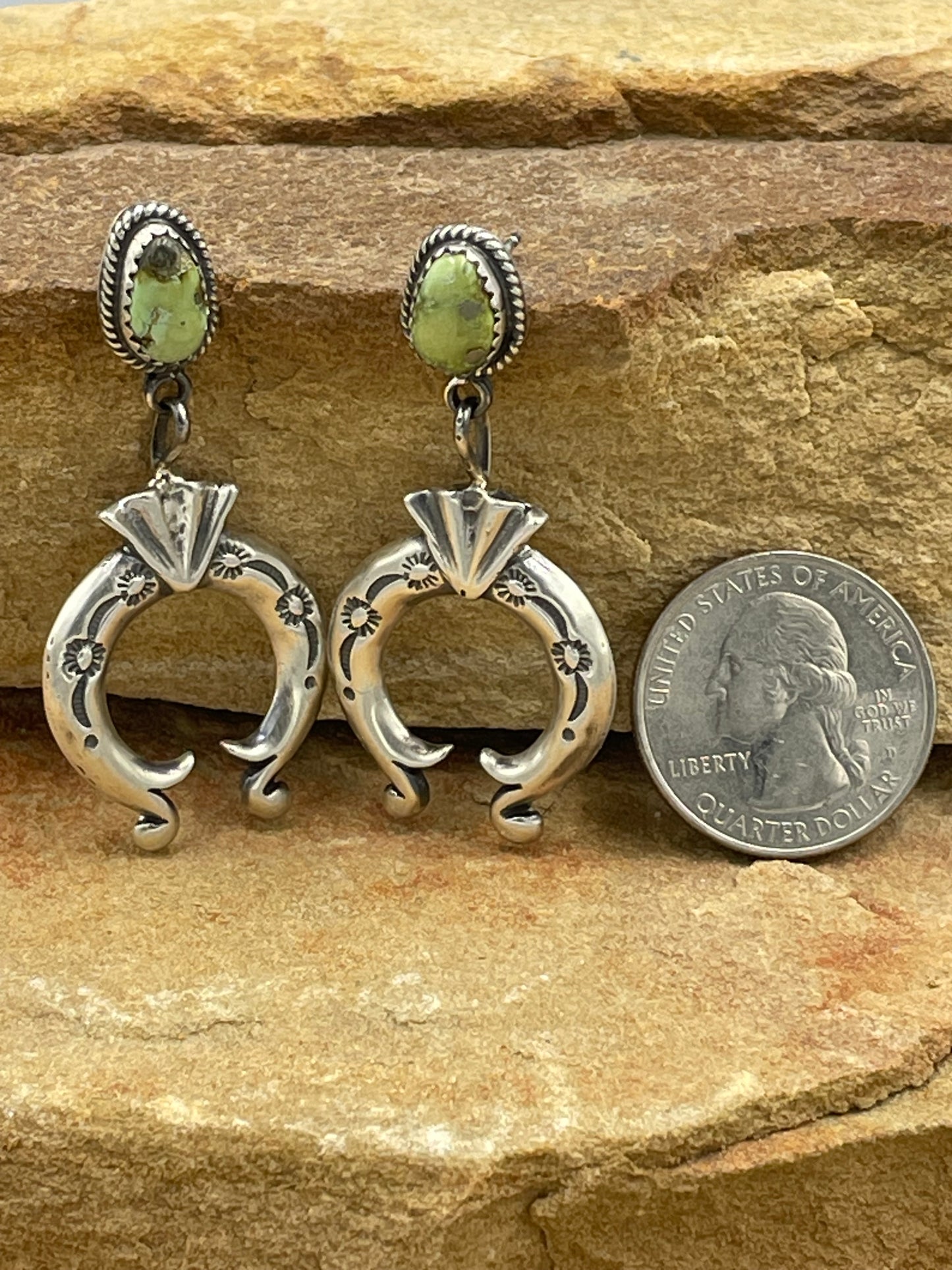Stamped Sterling Silver Naja Post Earrings with Sonoran by artist Paige Gordon