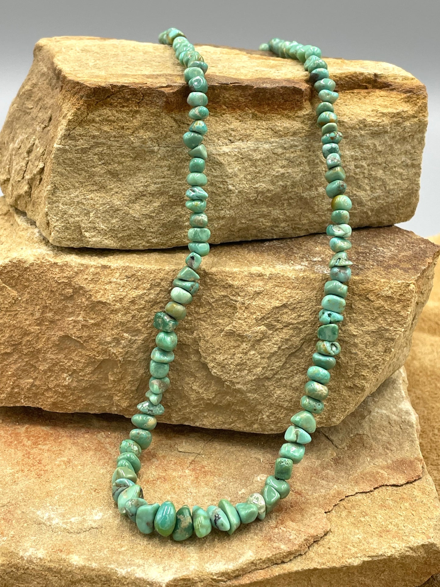 Natural Turquoise 4mm - 7mm Graduated Nugget 18"necklace