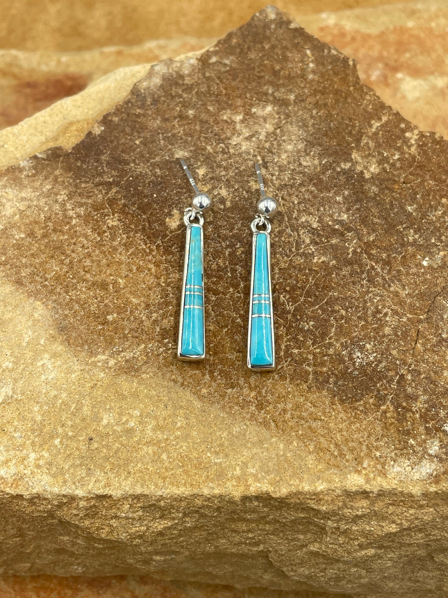 Sterling Silver and Kingman Turquoise Inlay Post