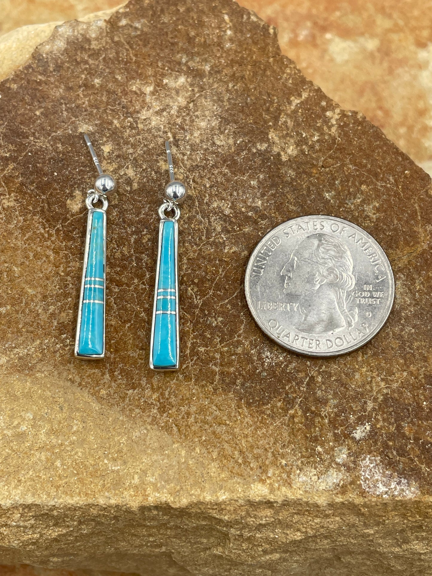 Sterling Silver and Kingman Turquoise Inlay Post