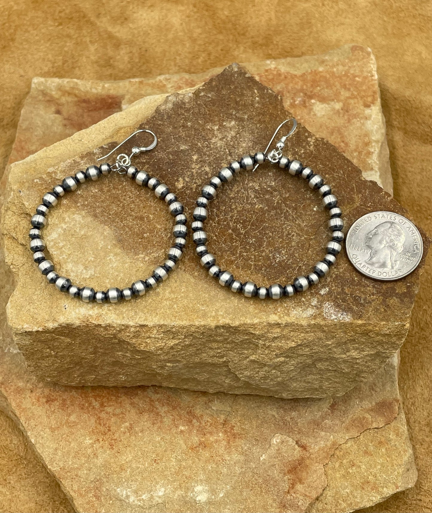 Sterling Silver 4-5mm Pearl Hoop Earrings