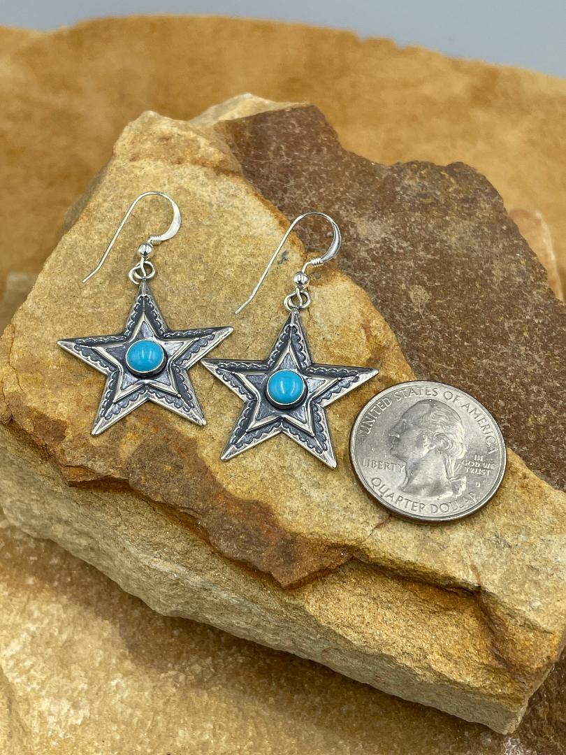 Sterling Silver Star Kingman Turquoise Post earrings