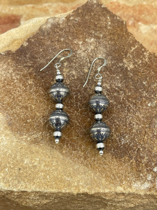 Sterling Silver Stamped 10mm Pearl Earrings