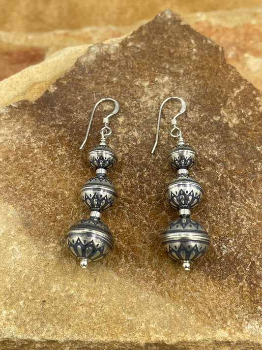 Sterling Silver Stamped 8 -12mm Pearl Earrings