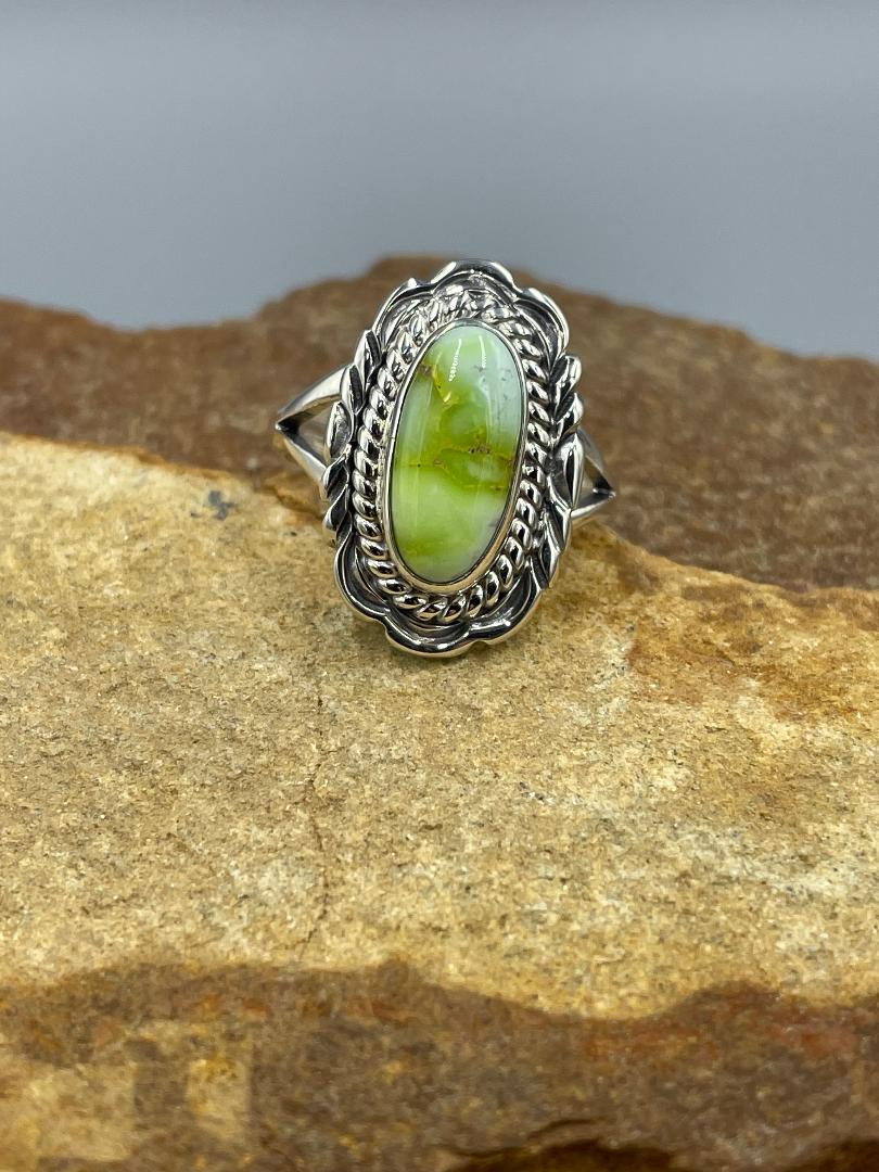 Palomino Variscite Stone Ring size 7.5 by Artist by Peterson Chee