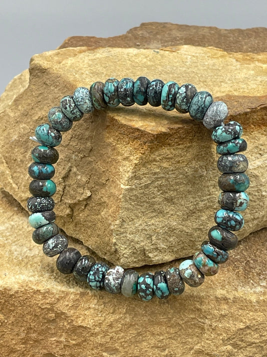 Hubei Turquoise 8mm Beaded Stretch Bracelet
