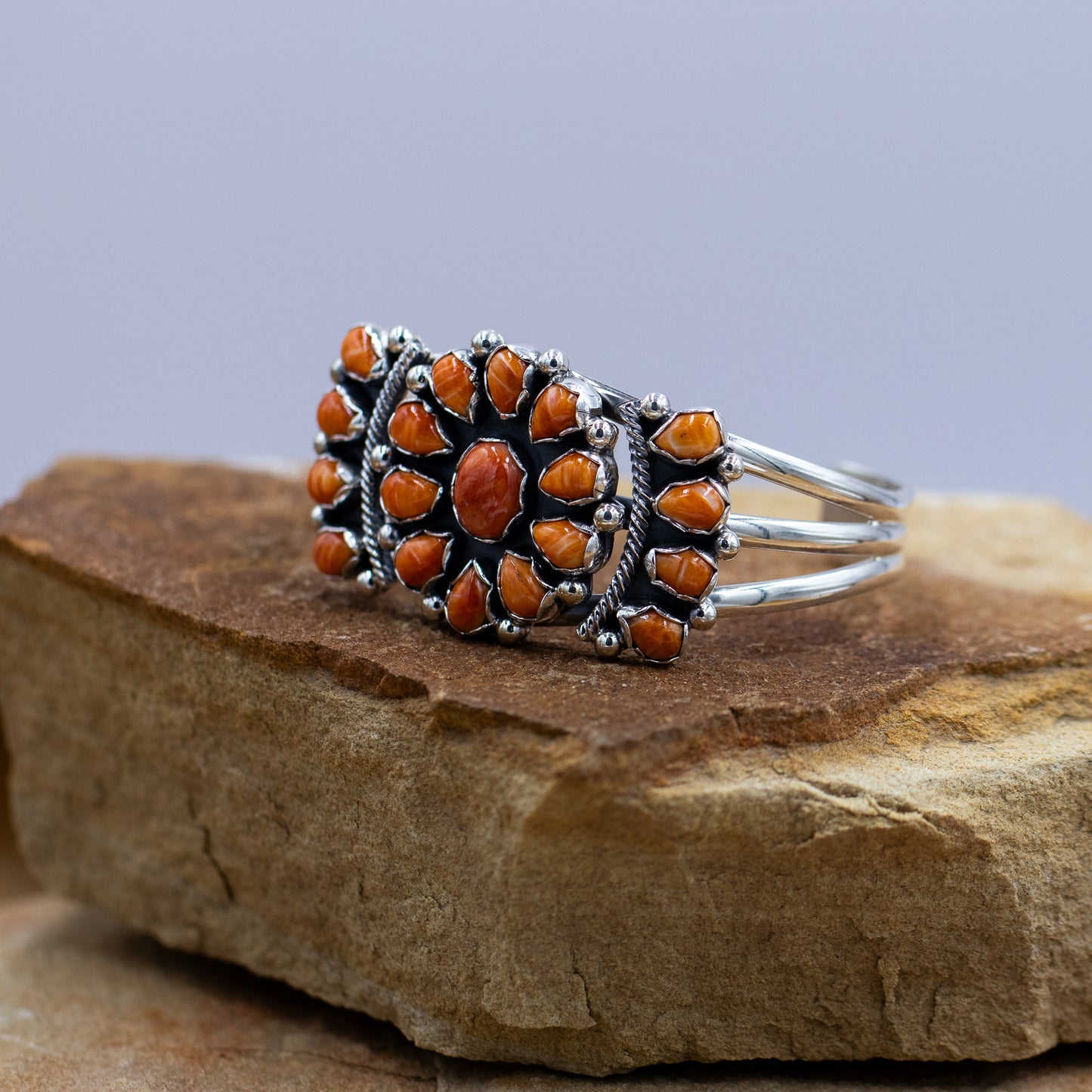 Bracelet Orange Spiny Oyster Cluster by Navajo Artist Paul Livingston