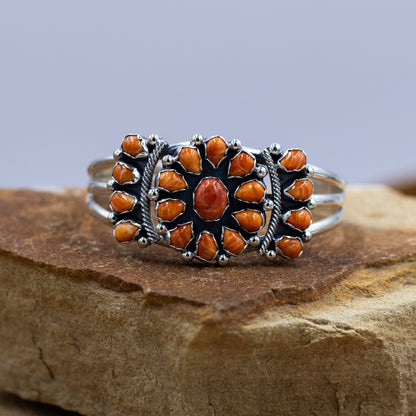 Bracelet Orange Spiny Oyster Cluster by Navajo Artist Paul Livingston