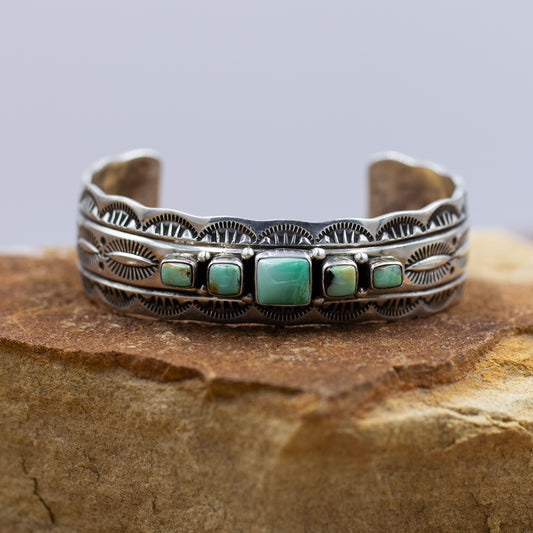 Sterling Silver Bracelet Orvil Jack Turquoise by Navajo Artist Randy Billy