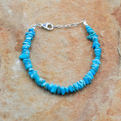 Turquoise Chip with Sterling Silver bead Bracelet