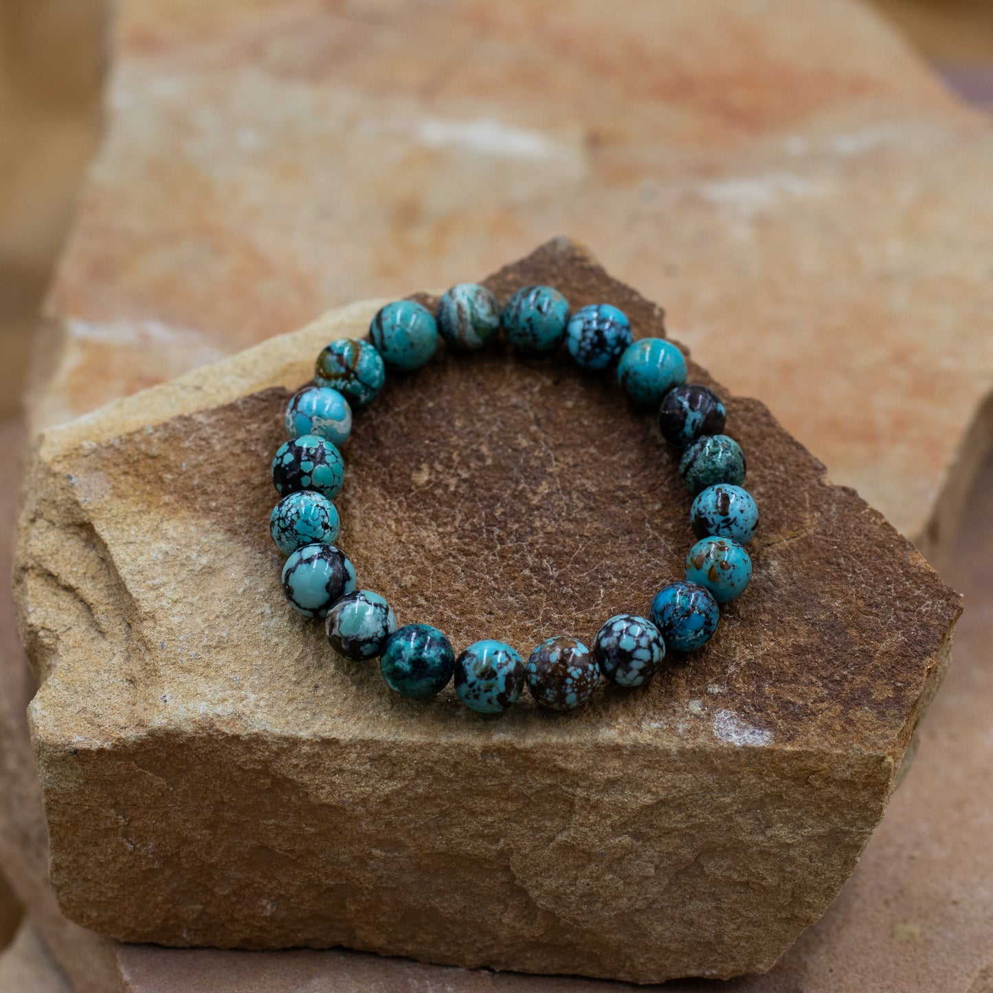 Hubie Turquoise 8mm beaded Stretch Bracelet