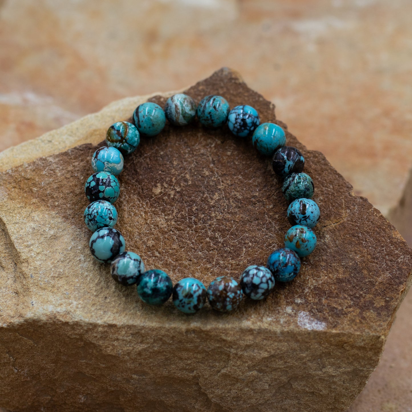 Hubie Turquoise 8mm beaded Stretch Bracelet