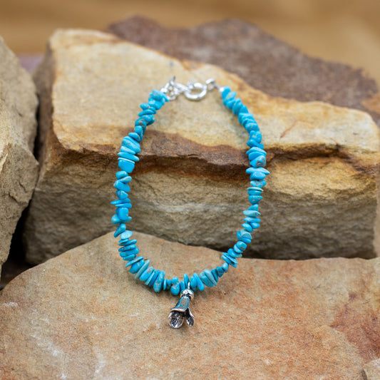 Bracelet Turquoise Chip with Sterling Silver Blossom & Bead Bracelet