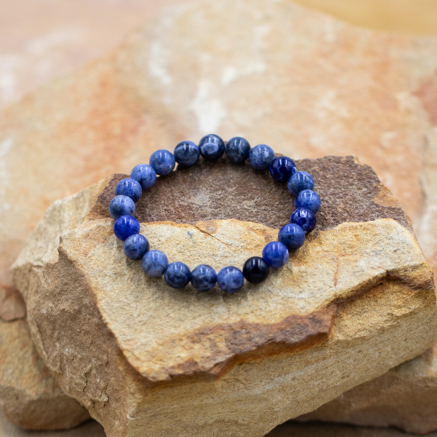 Sodalite Denim Blue Gemstone 8mm Beaded Stretch Bracelet