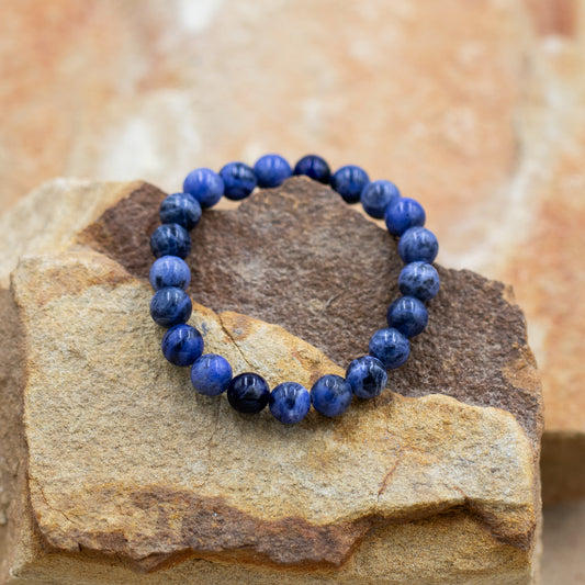 Sodalite Denim Blue Gemstone 8mm Beaded Stretch Bracelet