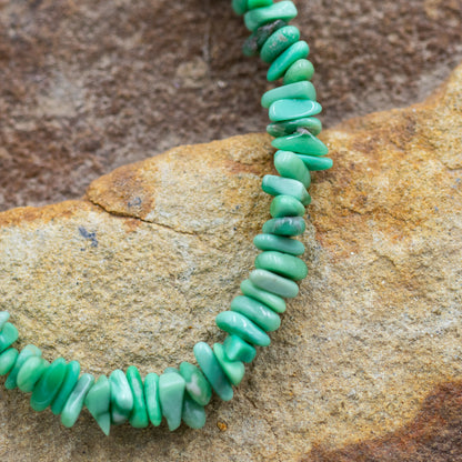 Green Turquoise Chip with Sterling Silver Bead Clasp Bracelet