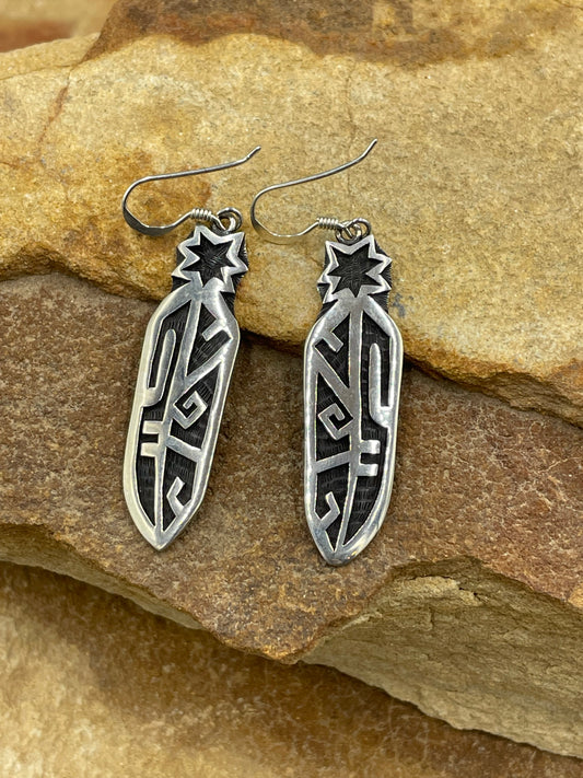 Sterling Silver Feather Earrings by artist Joe Josytewa