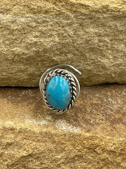 Kingman Blue Turquoise in Sterling Silver Hair Twist