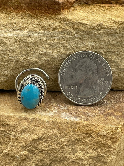 Kingman Blue Turquoise in Sterling Silver Hair Twist