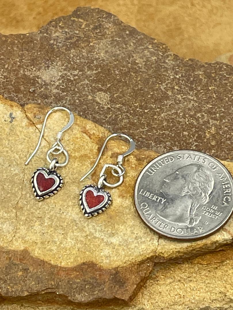Liquid Sterling Silver Heart and Coral Necklace Set 16"