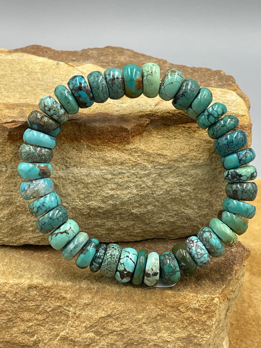 Hubei Turquoise 10mm Beaded Stretch Bracelet