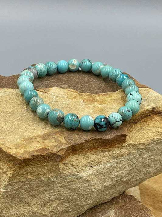 Turquoise 8mm Beaded Stretch Bracelet.