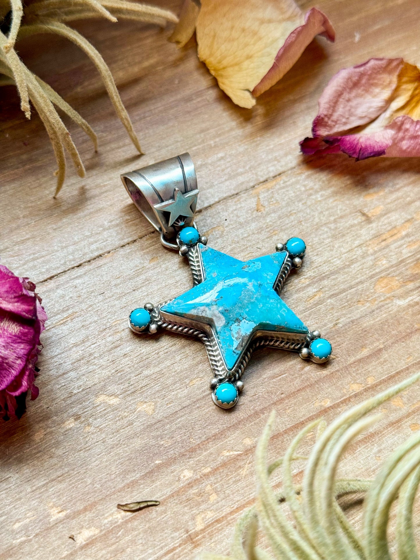 Sterling Silver Star-Shaped Kingman Turquoise Pendant