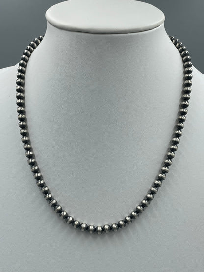 Sterling Silver 6mm Pearl 20" Necklace