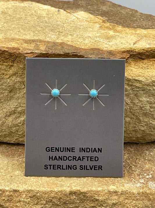 Sterling Silver and Kingman Turquoise 3mm Stud Earrings